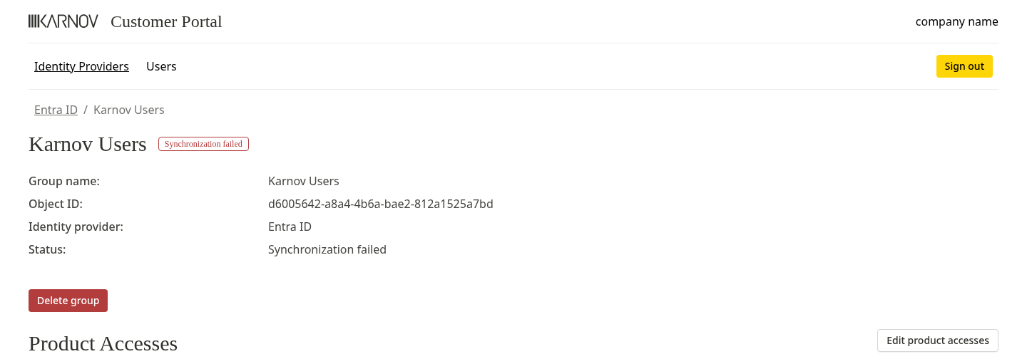 Synchronization Failed - Group not found