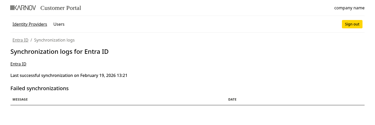 Synchronization Log - Success