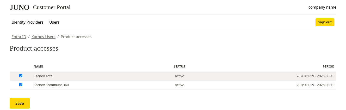 Granting product access - Step 3