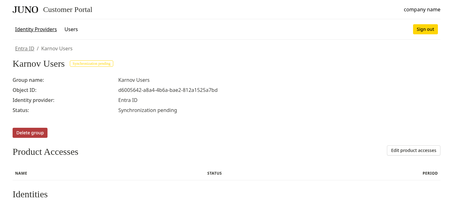 Granting product access - Step 1